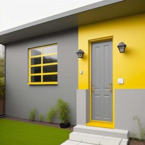 Slate Grey and Mustard Yellow